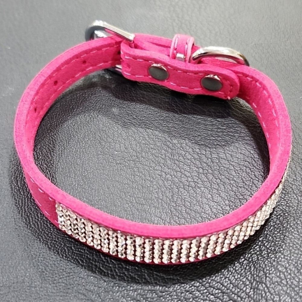 PINK DOG COLLAR with RHINESTONE ACCENTS